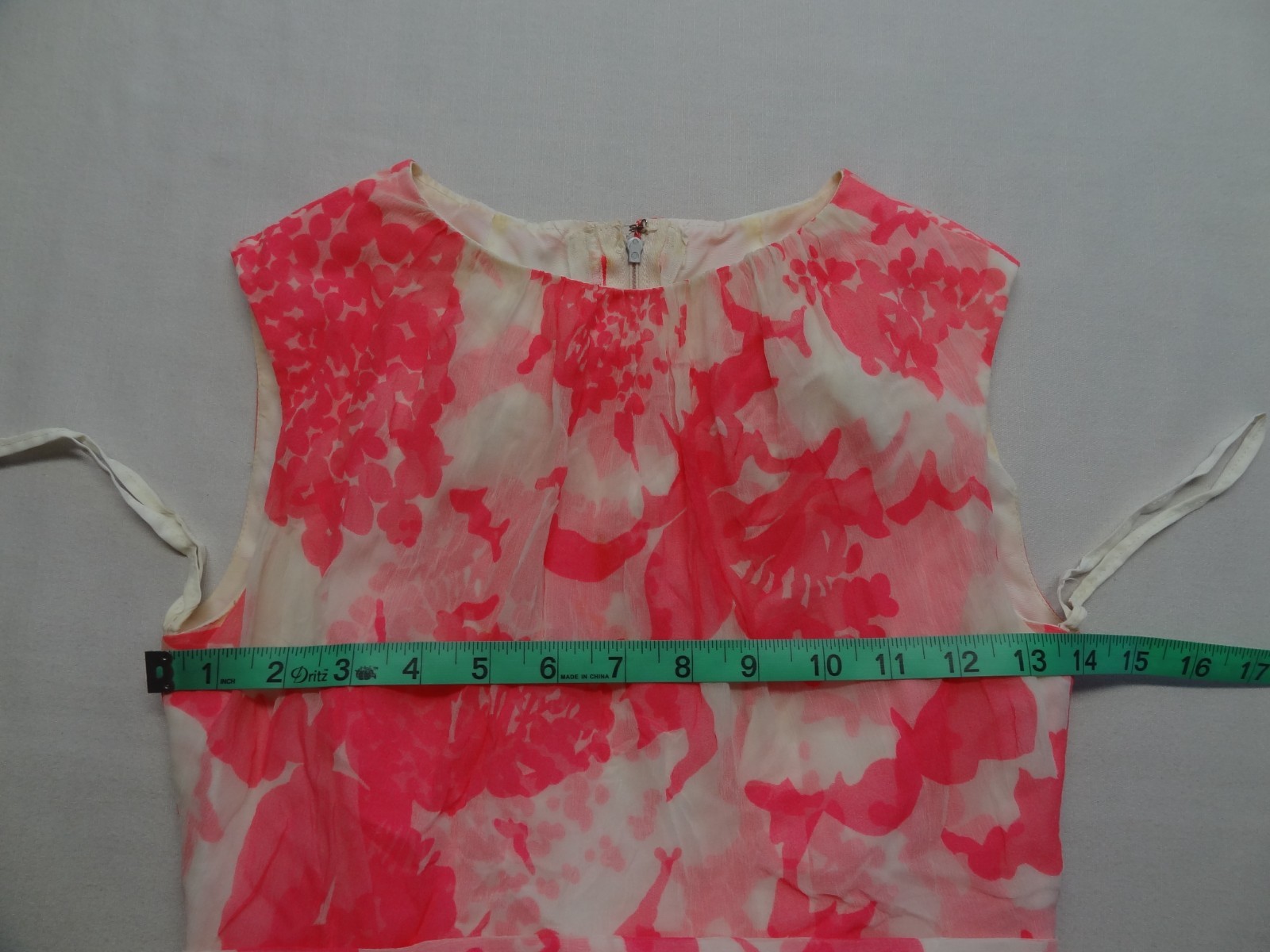 VTG XS Floral Dress Pink White Talon Zipper ILGWU Union Made in USA Long Maxi