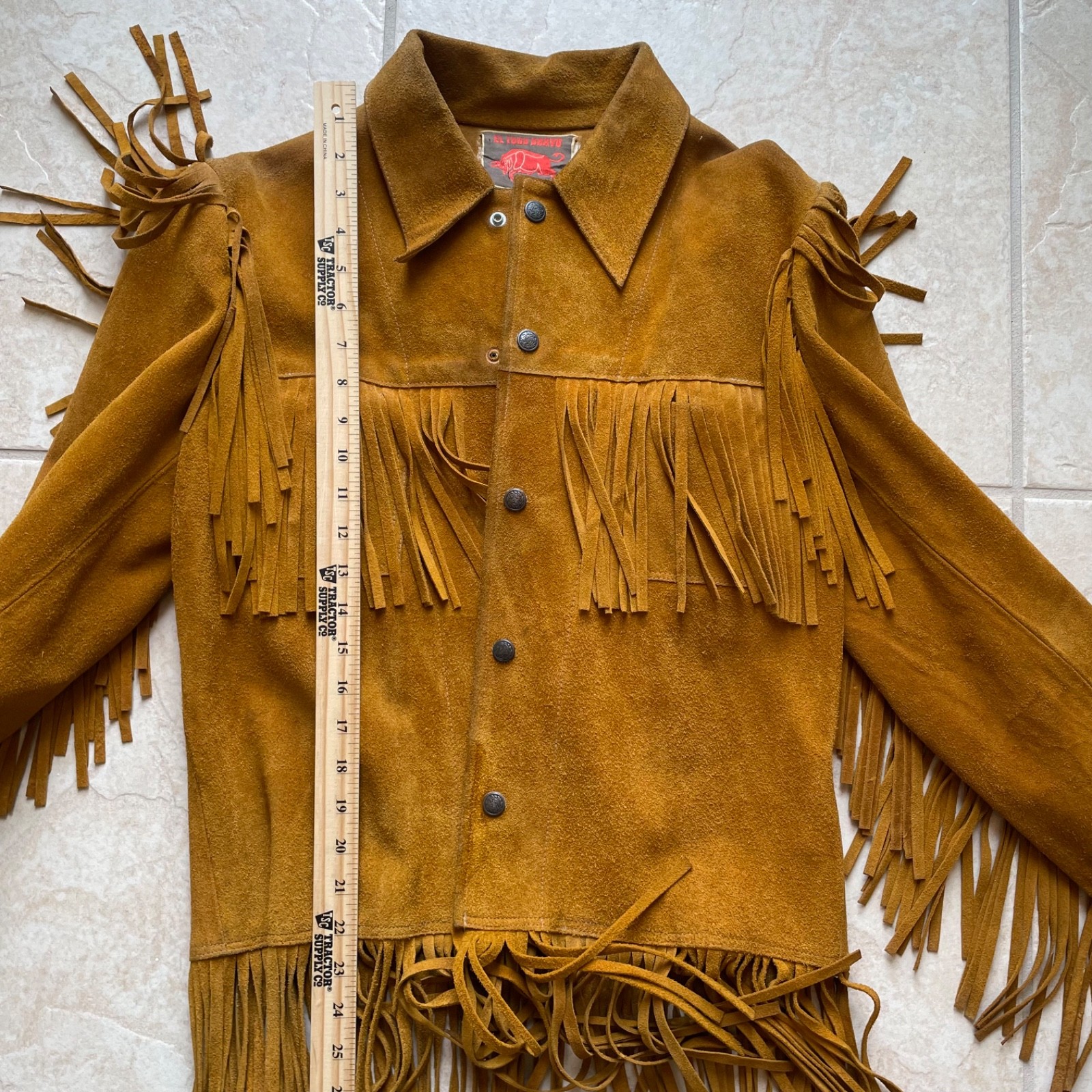 Authentic Vintage 1960s Charro Style Mexican Leather Fringe Jacket XS/Youth