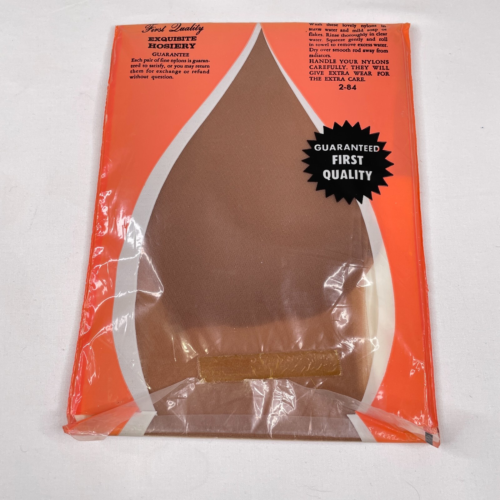Vintage First Quality Seamless Mesh Stockings Sz 8 1/2 Medium Beige NOS