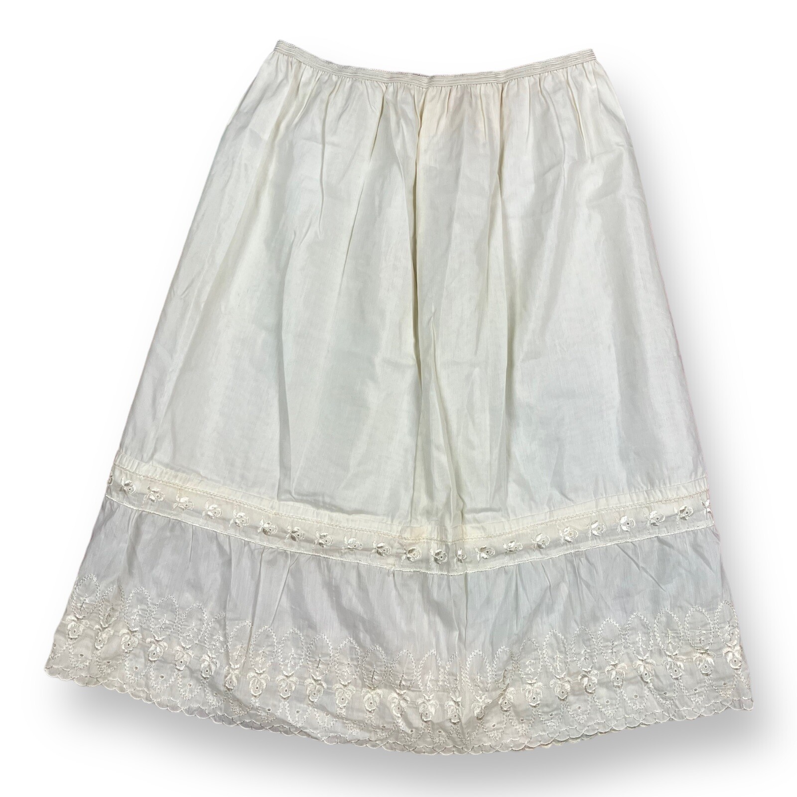 Vintage FIGURFIT 24-32” Poly Nylon LACE Hem lingerie slip 23” Length USA