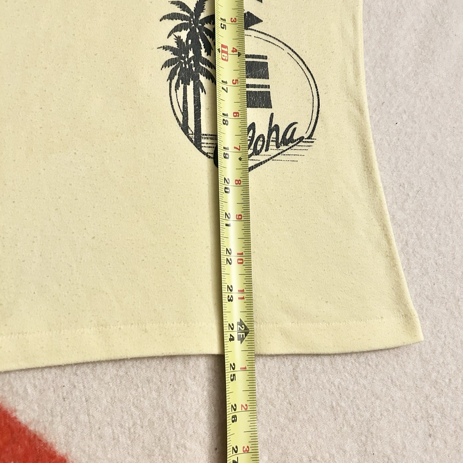 Vintage Hawaii Babydoll Shirt Womens XL 70s Pale Yellow Maui Tourist Fun Tees