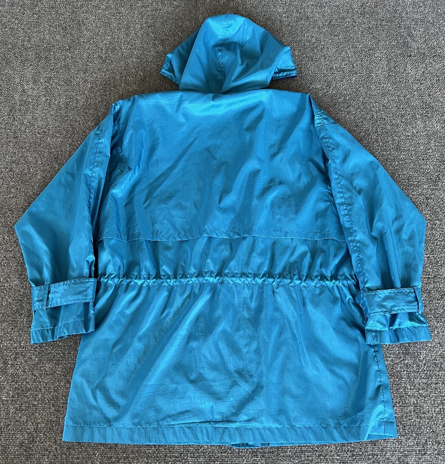 Maggie Sport Womens L VTG 90s Windbreaker Raincoat Blue Purple Zip Hooded