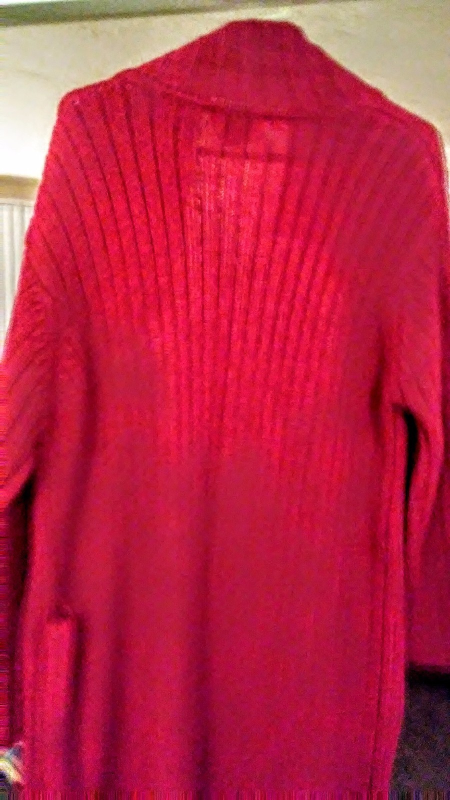 Womens Sweater Coat by Eddie Bauer.. Sz L. Mid calf length. Wool and Acrylic