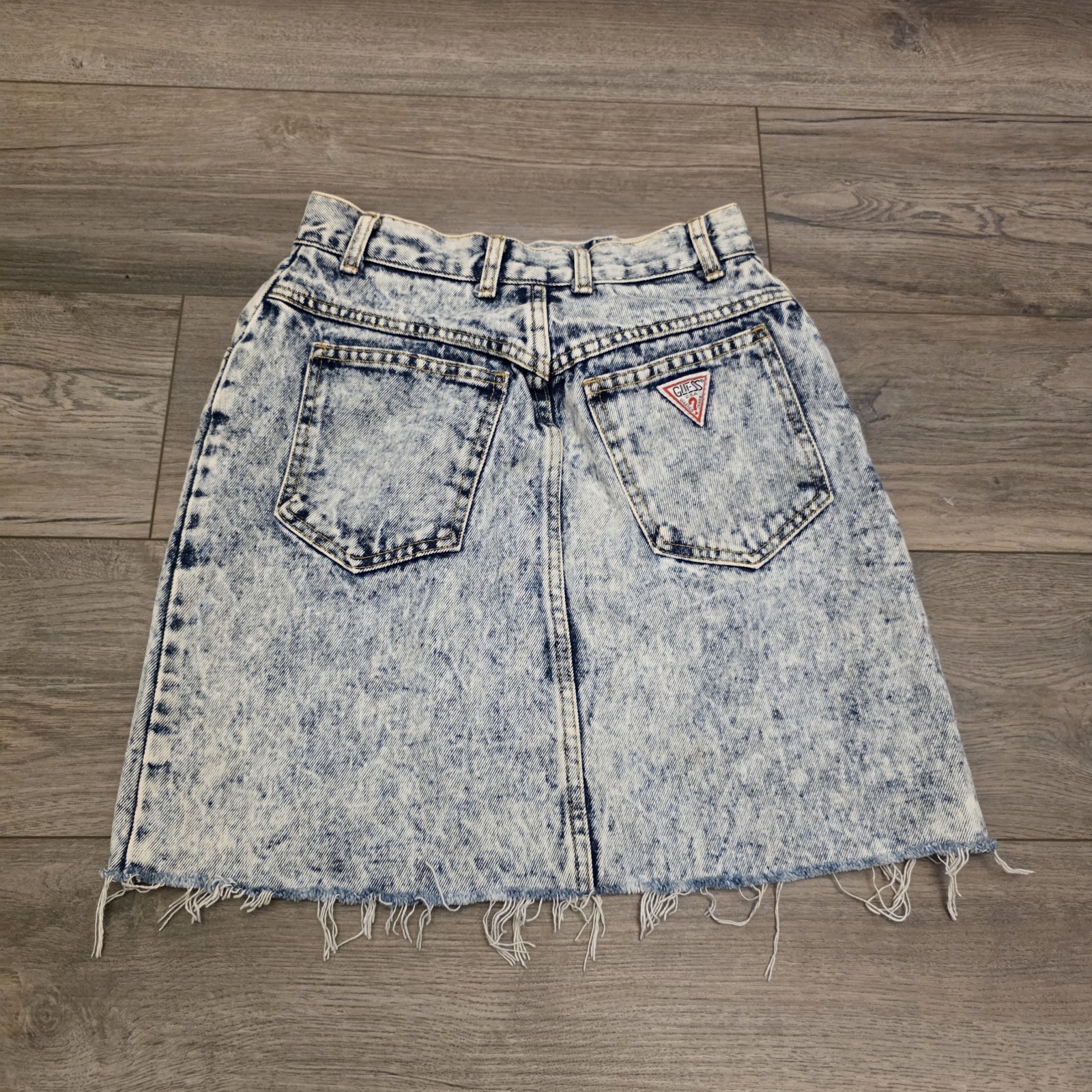 Vintage 80s/90s Georges Marciano for GUESS Acid Wash Denim Skirt Size 29