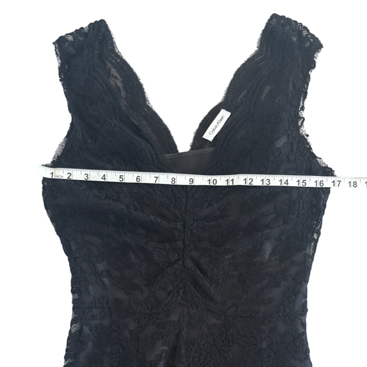 Vintage Calvin Klein Black Lace Dress Sleeveless V-Neck S Y2K Whimsigoth Fairy