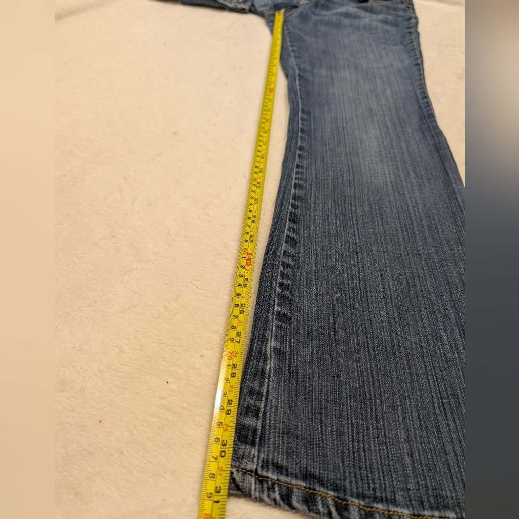 Bisou Bisou Y2K Bootcut Jeans Medium Wash Distressed Size 8