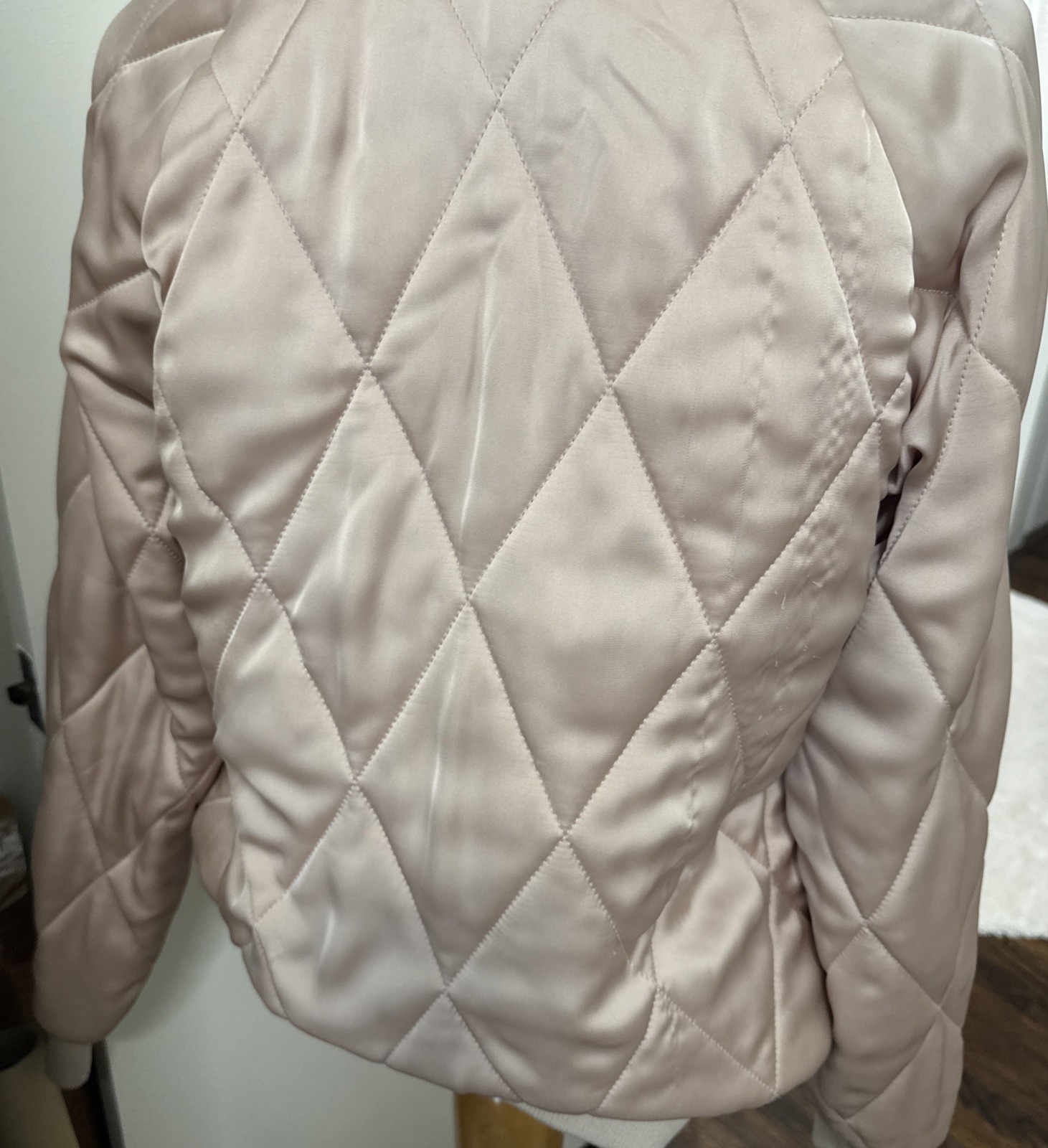 Vintage Classic Coach Quilted Bomber Style Jacket Womens -Small -Soft Pink