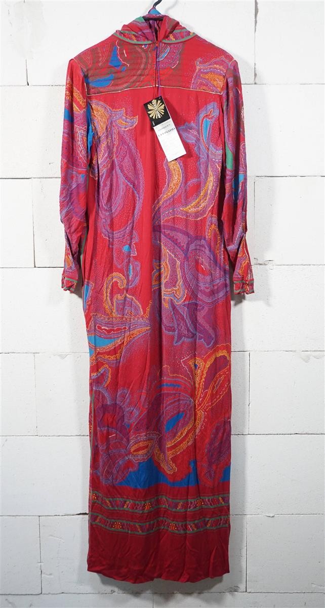 Leonard Fashion Paris Dress Maxi Dress Paladium Sultan 100% Silk Waist 4 42-44