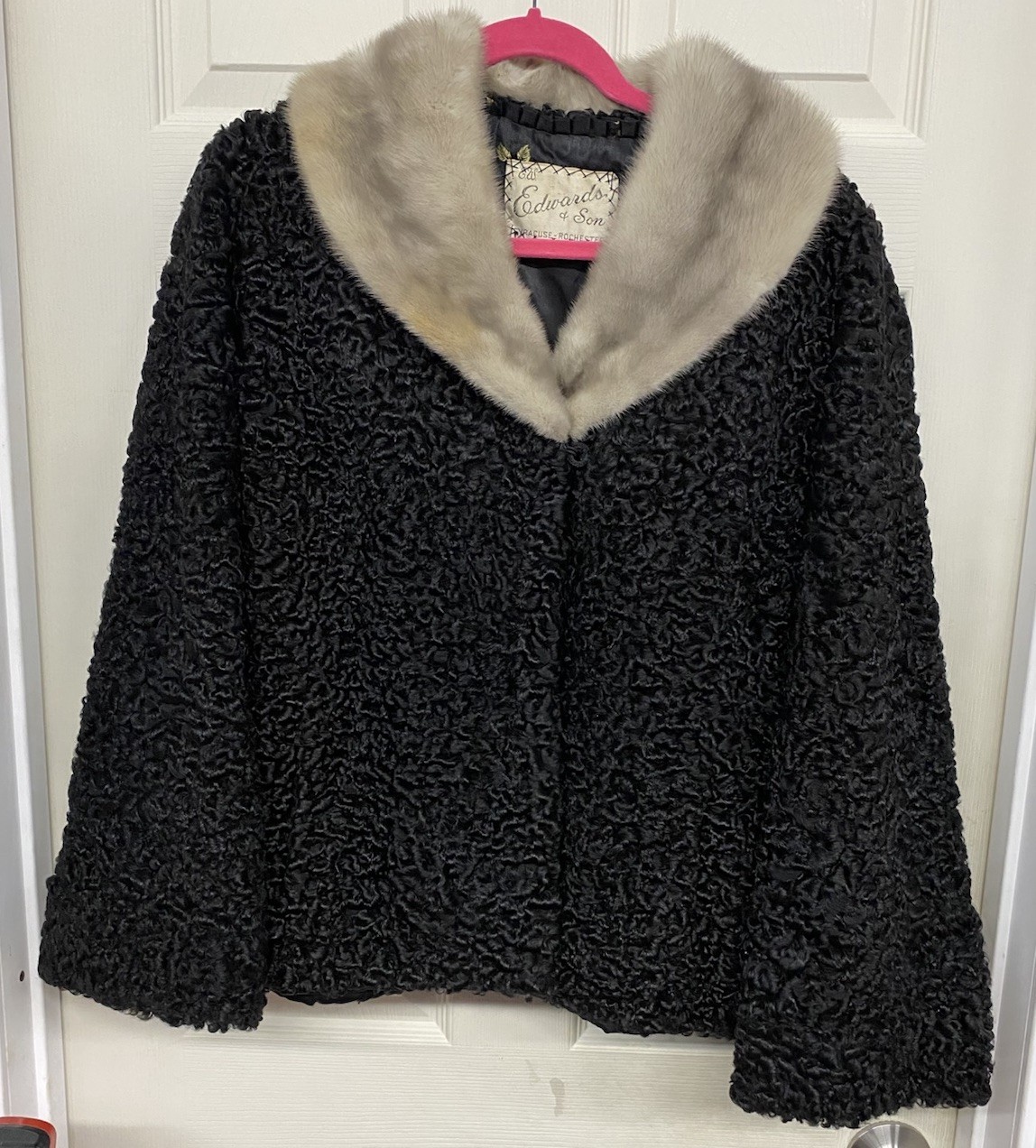 RARE Vintage Persian Lamb Fuk Mink Coat E W Edwards & Son Syracuse Rochester